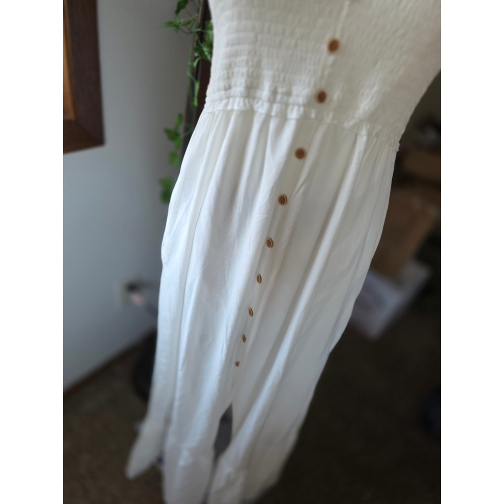 NWT || Dokotoo || White Smocked Button Down Maxi Dress || Size: S/M || - Picture 3 of 7